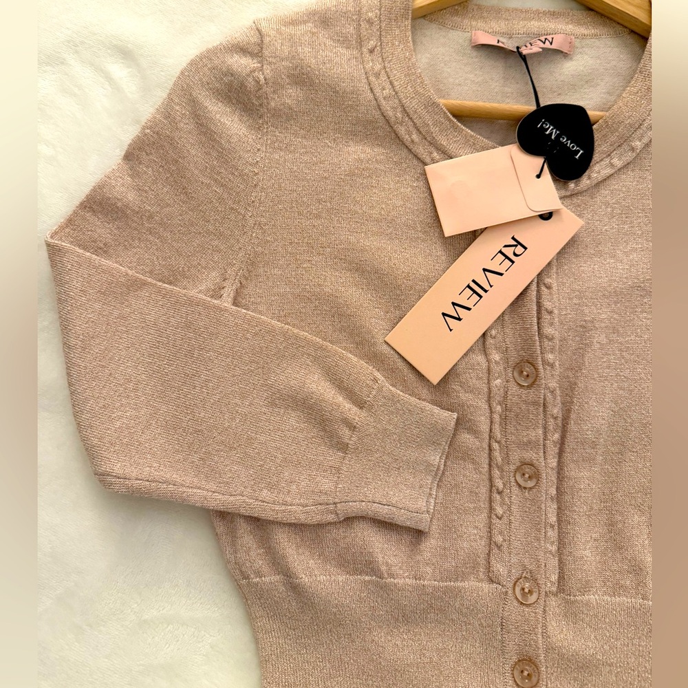 Rose Gold Shimmer 3/4 Sleeve Cardigan. Size 8 US
